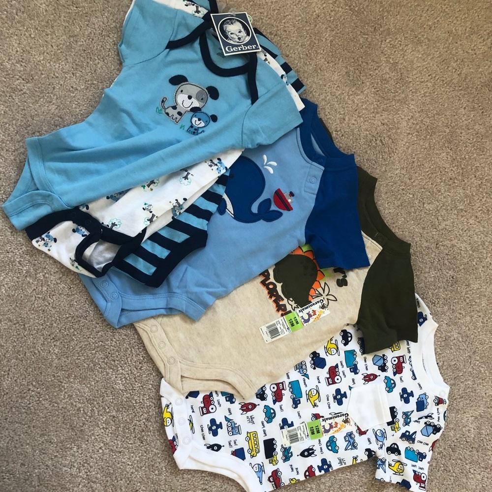 Bundle of six 12 month boy onsies